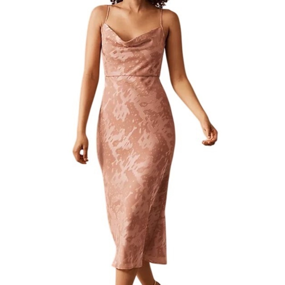 Satin Cowl Neck Slip Dress in Blush